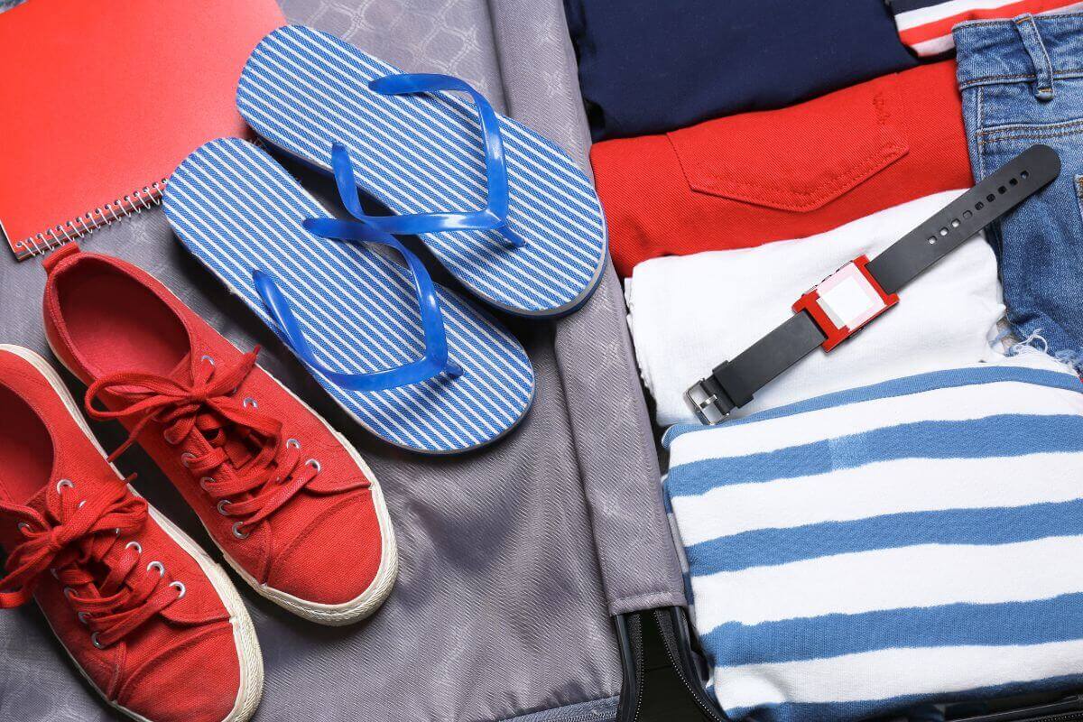 Beim Koffer packen Schuhe intelligent packen