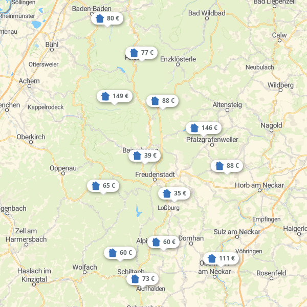 Landkarte Nordschwarzwald