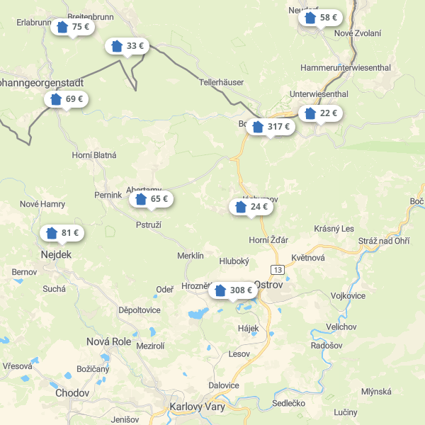 Landkarte Westböhmen