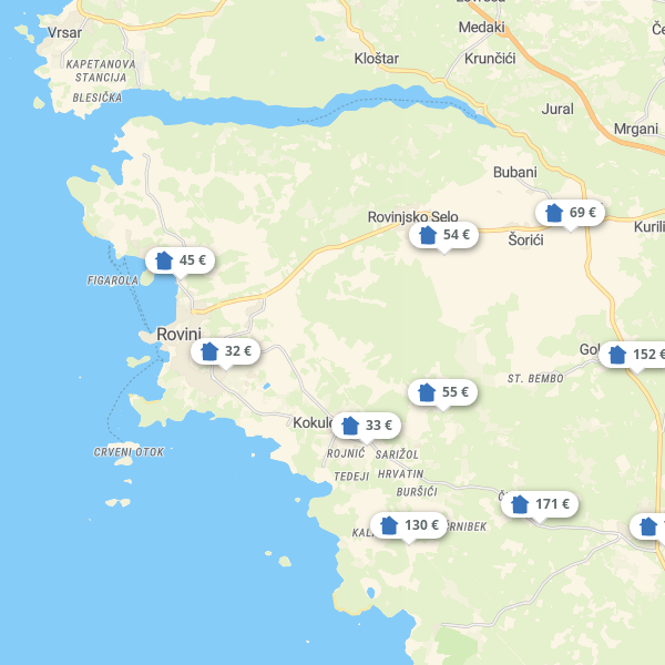 Carta geografica Rovigno e dintorni