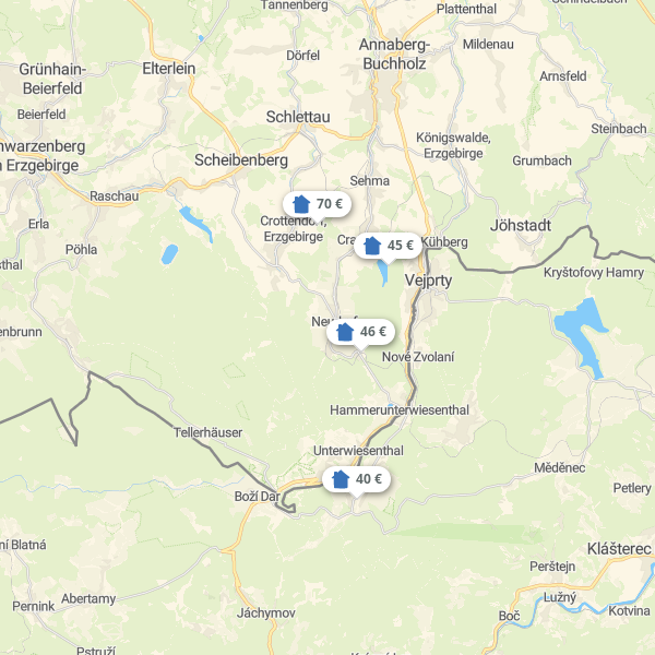 Landkarte Oberes Erzgebirge