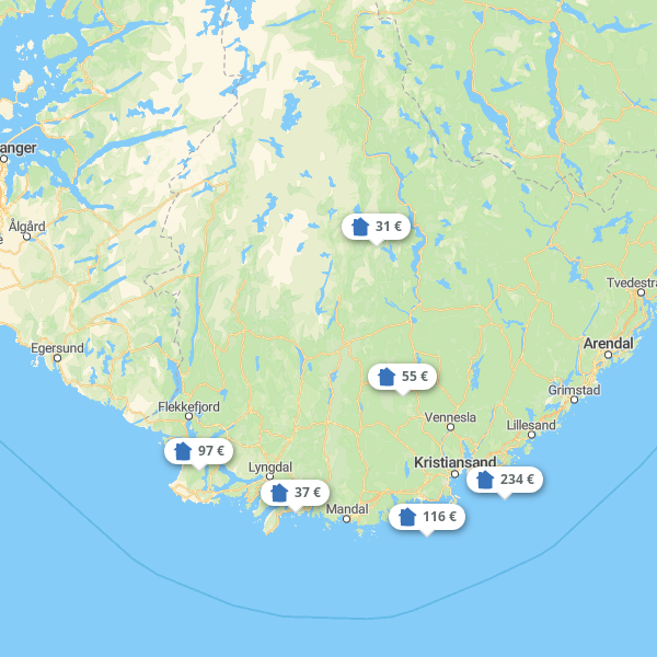 Landkarte Süd-Norwegen