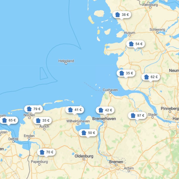 Landkarte Nordsee