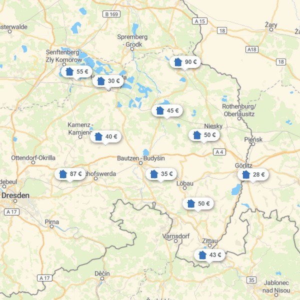 Landkarte Oberlausitz Niederschlesien