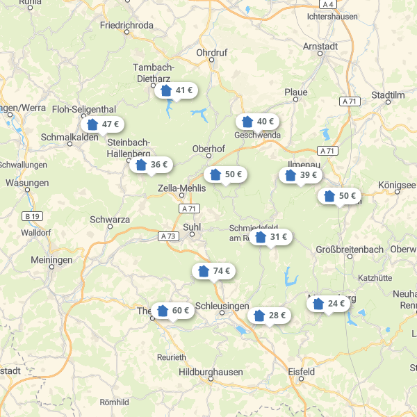 Landkarte Thüringer Wald