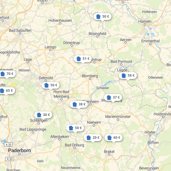 Landkarte Teutoburger Wald