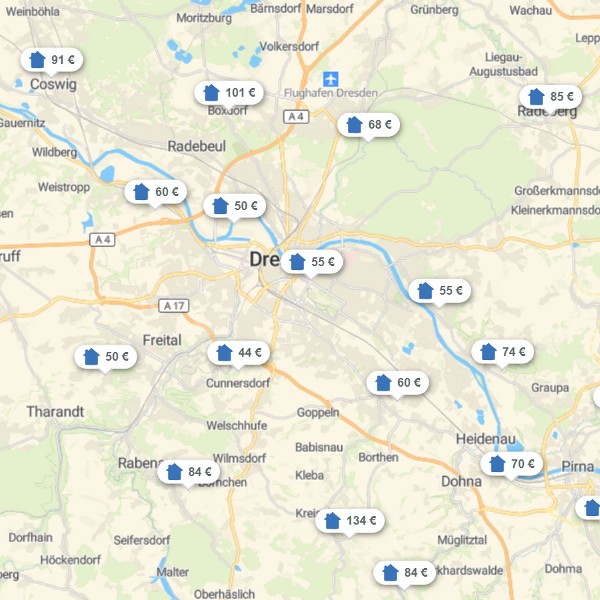 Landkarte Dresden & Umland